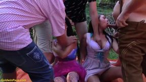 wild outdoor bukkake fuck orgy
