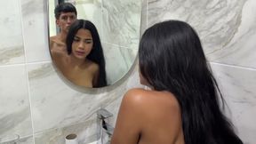 Little sex addict challenges her stepbrother who makes her reach orgasm gives her a big surprise