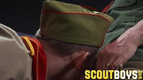 Scoutmaster tempts and dominates two young scouts: luke hudson, greg mckeon, cain marko, and colton fox in a kinky threesome with fetish play and hardcore bareback action!