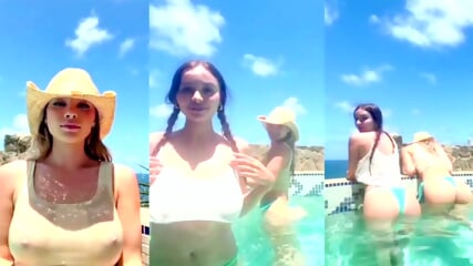 Daisy Keech No Bra See Through In The Pool