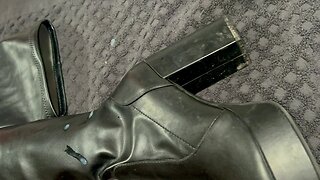 Covering friends platform boots with cum