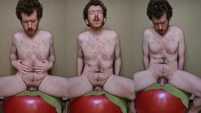 bouncing on my ball naked flopping my cock around