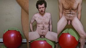 bouncing on my ball naked flopping my cock around