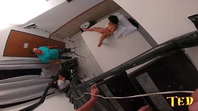 aline cassia com suas travessuras durante a gravacao - sandro lima - binho ted