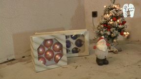 Christmas tree decorations under heeled Boots