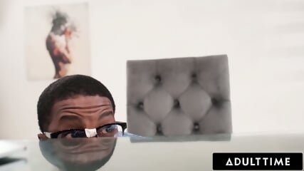 ADULT TIME - Redhead Stella Luxx CAUGHT IT Nerd Masturbating While Watching Her Pussy Under Table