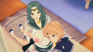 (3D Hentai)(Sailor Moon) Threesome with Sailor Neptune and Sailor Uranus