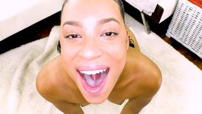 amethyst banks cute ebony black girl white dick pov blowjob and cum swallow