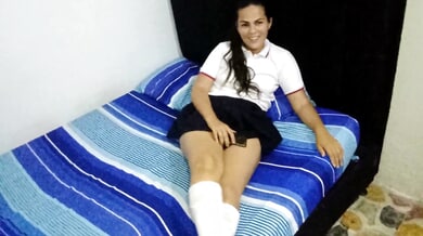 College students in British-style uniforms explore passion in a dorm room