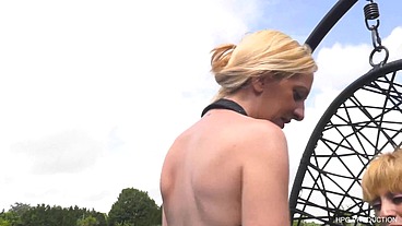 Orgy in the countryside, 2 chicks , 4 cocks, Big black cock