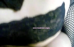 Sexy crossdresser takes a load bareback