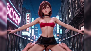 Hentai 3D ( Dandadan ) Momo Ayase horny in the middle of the street Momo fucking on the floor