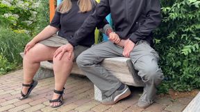 Mother-in-law. Cum for Me in the Park on a Bench