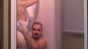 Helping my curvy pale skin wife to wash her hot body in shower