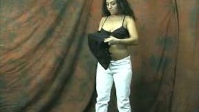 Sweet exotic brunette stripteasing on cam casting
