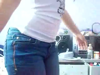 Amateur teen strips and twerks in front of a webcam