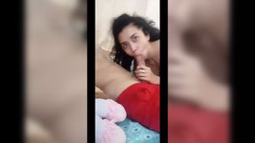 Adorable wife likes to drink hot milk in the mornings. He fights his cock until he feels his cum.