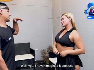 Slut Blondie GYM Trainner Have hard sex with BBC guy, Karen Sleent, David Bander