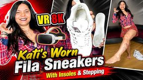 VR 3D 8k | This is a rare test video with Kati - Kati’s Worn Fila Sneakers – Test Clip with Insoles, Smell Teasing & Foot POV Please note: this clip was filmed as an experiment, so it is not perfect