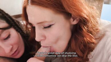 POV: I fuck my shy teen classmates after classes, threesome FFM (ENGLISH subtitles)