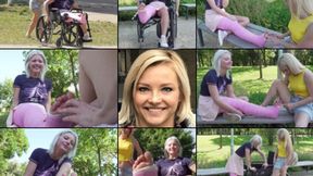 Zazie LLC Wheelchair Gets Her Cast foot Tickled