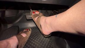 Birkenstock Sandal Feet Pedal Pushing Driving