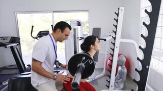 Coach couldn't say no to dazzling brunette and her curves