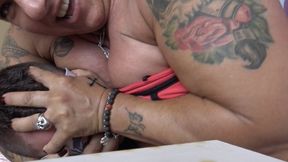 old video ruth after session playing with her slave smothering intimidation posing flexing pevs back muscle female power wife