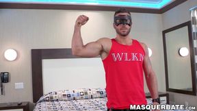 Alluring hunk with nice biceps Junior wanks dick with a fleshlight