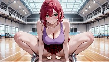 Fiery Kouhai Hentai Goddess Moans Riding Wild in Empty Sports Hall