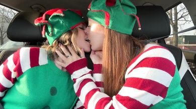 Nadia Foxx and Serenity Cox cum hard in drive thru with live remote vibrators