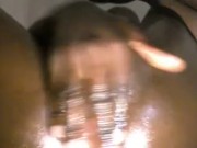 CHUBBY EBONY WANKING AND BUSTING HUGE CUM