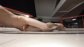 Small dick boy piss shower and spanking at the mall