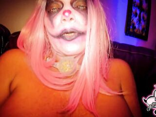 Milfy The Clown goes wild with her dildo! Clown Porn.