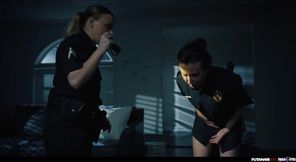 Police raid gone wild as shemale fucks lesbian with alien parasite cumshots