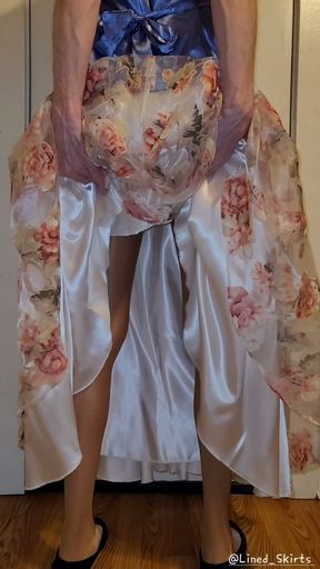 Slippery smooth satin layers underneath my skirt