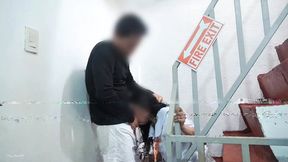 Risky Public Outdoor Sex &mdash;  Hardcore Fucked Student Rider Fire Exit