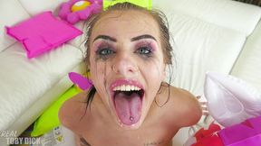 hot stripper gets throat fucked hard and gets fucking messy