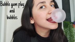 Bubble gum chewing and play blowing big bubbles