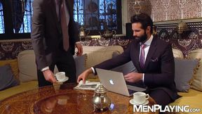 Bearded businessman Dani Robles bends over for anal by Kayden Gray