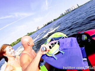 Public anal ride on the jet ski in the town midst two. Mia Bandini