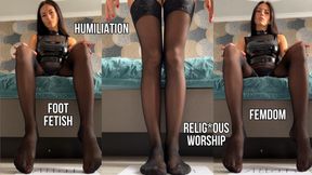 Goddess Worship, Femdom, Humiliation, Foot fetish Stockings, POV