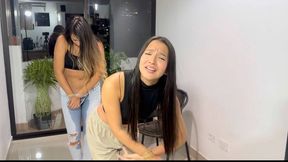 Girls tied up until they piss themselves laughing