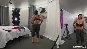 Hot Busty MILF Shay Fox changes in and out of clothes getting ready for her all IR Gangbang