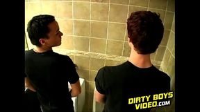 When he spotted meat at the urinal James'_s dick stiffened