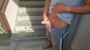 Risky Cum In Front Of My Naughty Neighbor Door