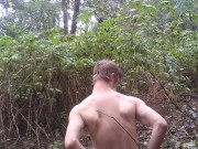 Twink uses Huge toy in woods