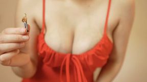 A giantess stepmom plays with her tiny ex-husband; he deserves it now, so he gets nothing but good things—they masturbate, and he even gets her big ass as a treat.