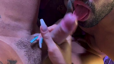 Shemale Vanessa Rafaella - fucking bareback bear and cum in his mouth
