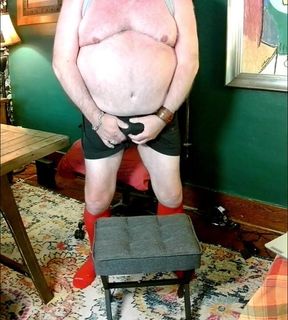 Beardaddychub Jerks in Long Red Socks and Red Jock!